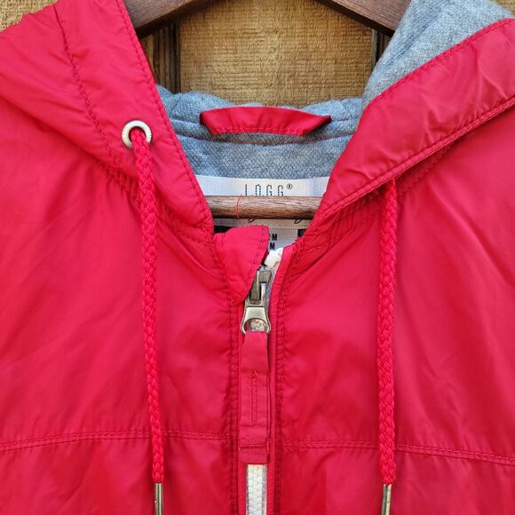 H&M LOGG Red Lined Hooded Windbreaker Vintage Retro Inspired Jacket Mens Size M - Picture 2 of 7